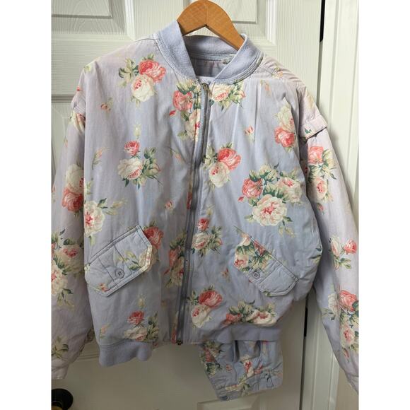 90s Bugle Boy Floral Bomber Jacket and Matching Pant Set - Grunge/Y2K - Picture 1 of 16